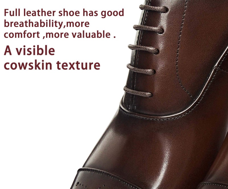 FRASOICUS Latest Model Men Dress Shoes Formal Oxford Office Genuine Leather Shoes Dark Brown - Image 4